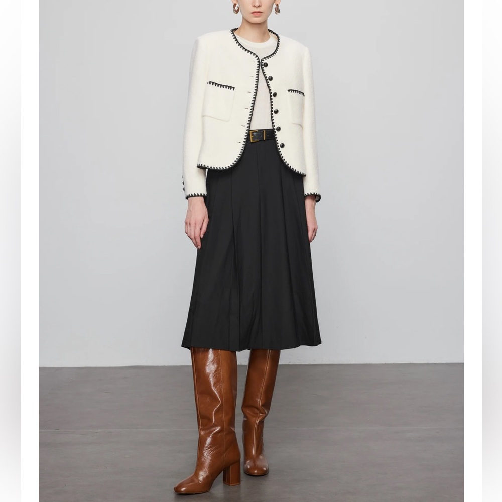 BLACK * NWT Max Simple Classic Tweed Jacket -M